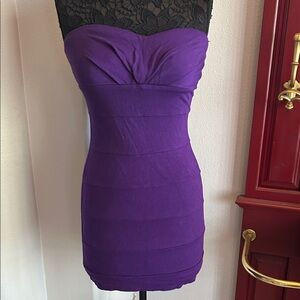 Purple Strapless Dress